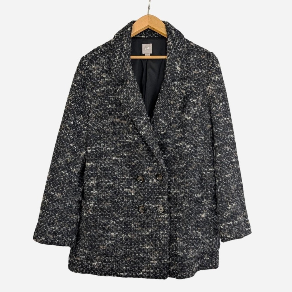 J.Jill Tweed Boucle Double Breasted Coat Alpaca Wool Blend Medium